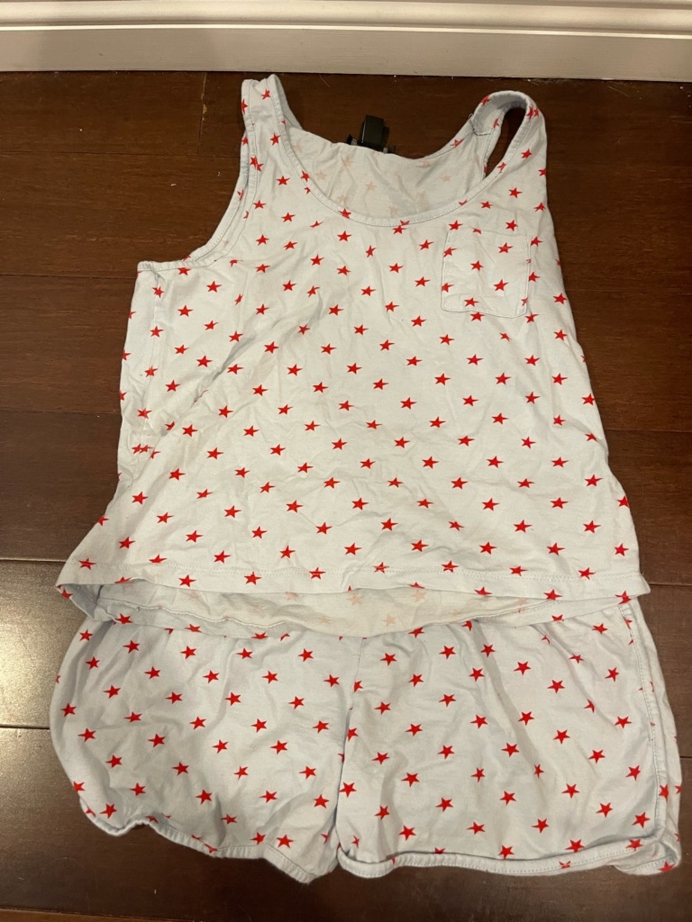 j.Crew small blue with red star print pajama set tank and shorts